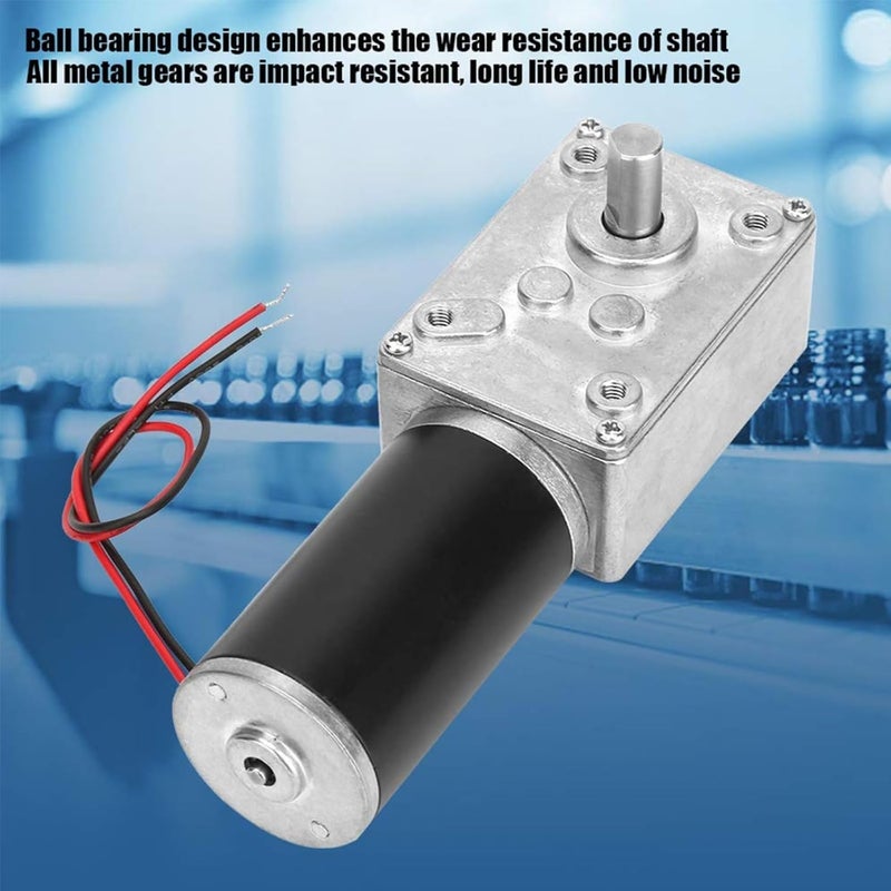Funnytek Reversible Worm Gear Motor, Self-Locking High Torsion Speed Reduce Electric Gearbox Motor Mini Turbine Geared Motor for Robot Curtain Machine (12V 16RPM) - Image 5